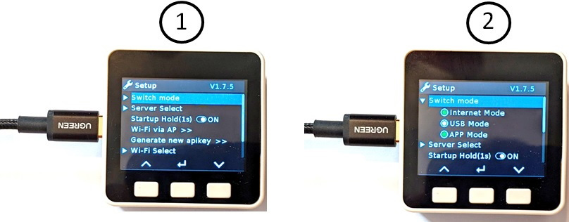 Figure 1.43 – Scroll to USB Mode