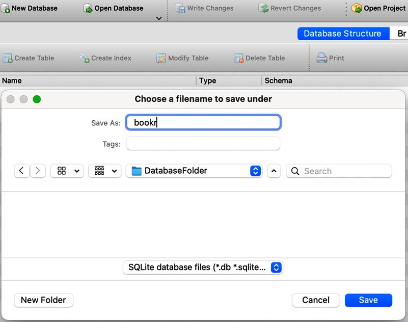 Figure 2.1﻿ – Creating a database named bookr 