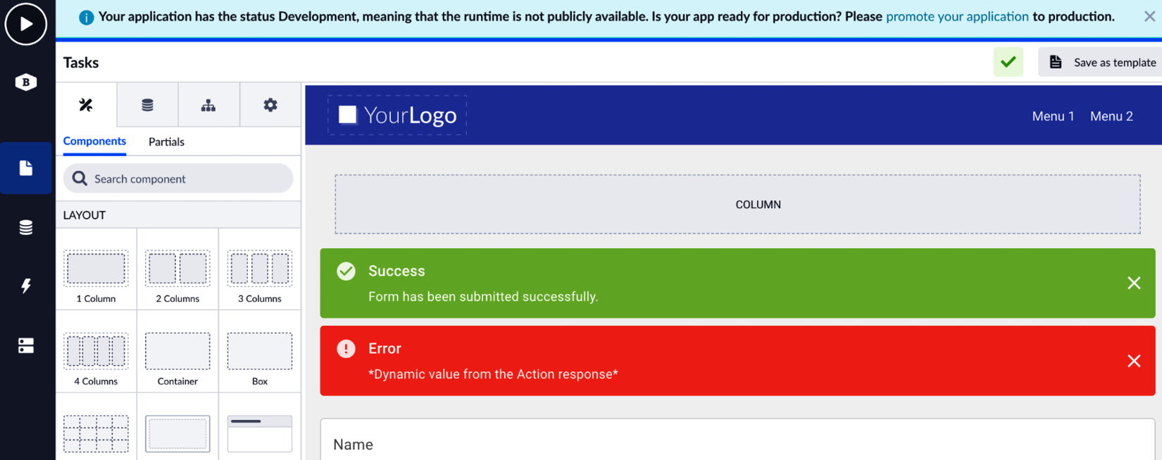 Figure 9.3 – The Tasks page with a new column above the Create form