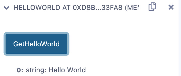 Figure 1.18 – Executing the GetHelloWorld function in Remix
