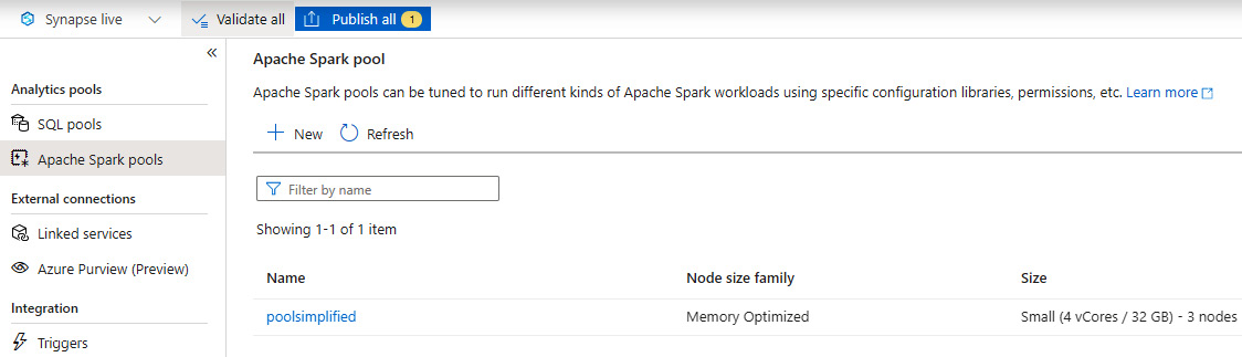 Figure 2.1 – Apache Spark pool
