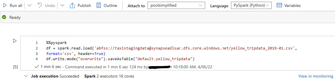 Figure 2.5 – Writing data to a Spark table
