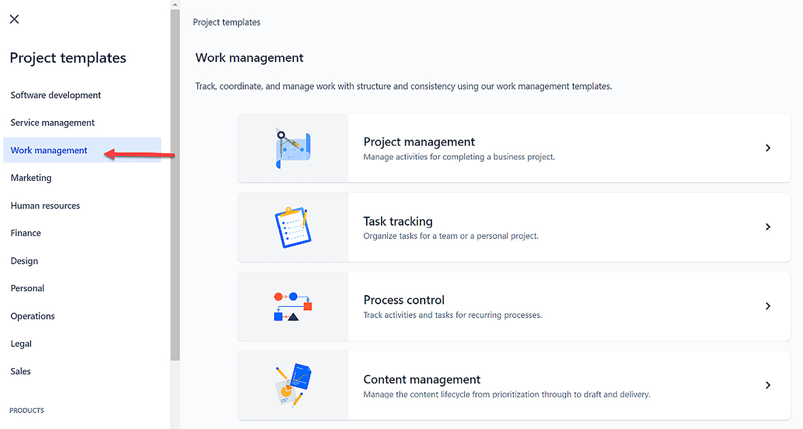 Figure 1.3 – JWM project templates
