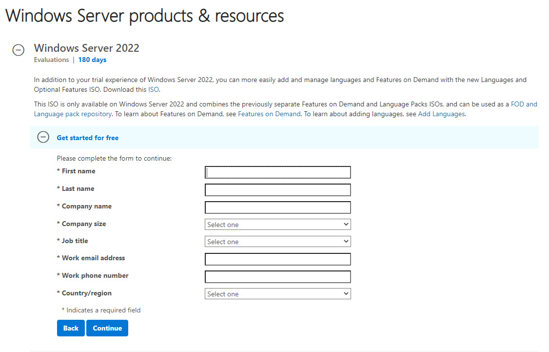 Figure 1.13 – Downloading the Windows Server 2022 evaluation
