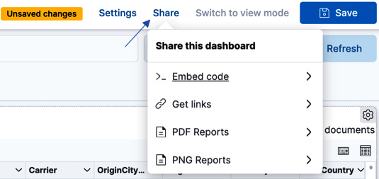 Figure 8.11 – The Share option on the dashboard