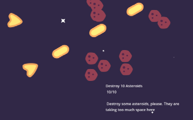 Figure 9.1 – Two players accomplishing the Destroy 10 Asteroids quest together
