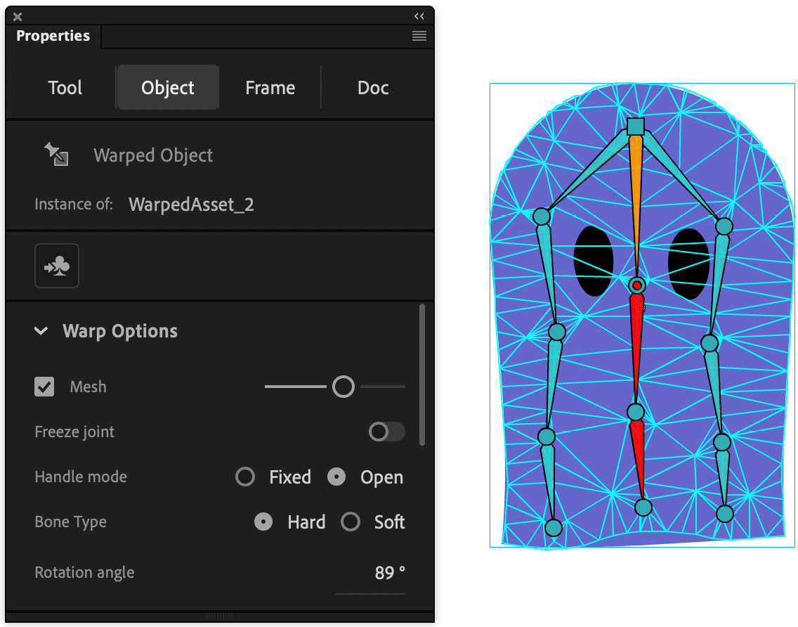 Figure 1.6 – Bones and Warped Object Properties
