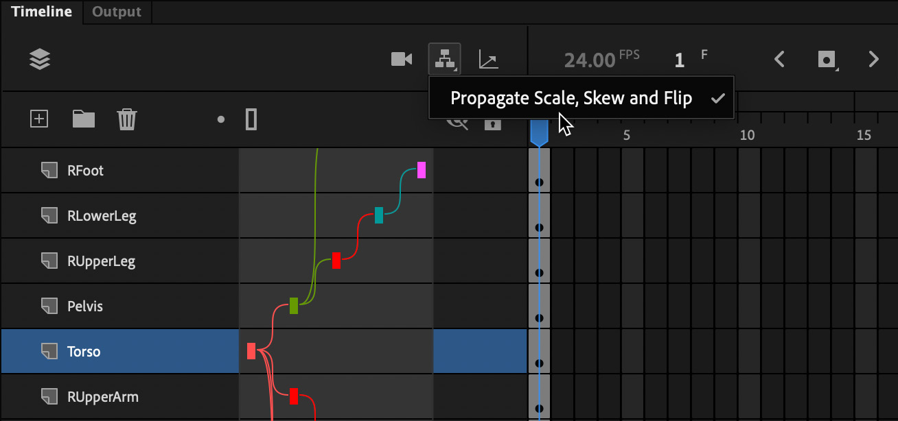 Figure 1.7 – The Propagate Scale, Skew and Flip feature is activated by default
