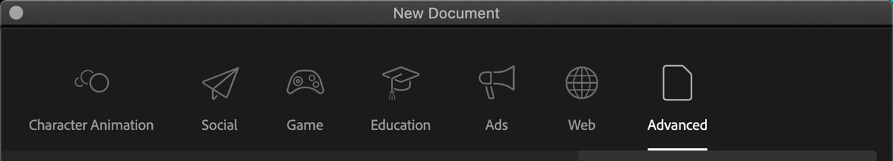 Figure 2.2 – New Document dialog – Advanced presets