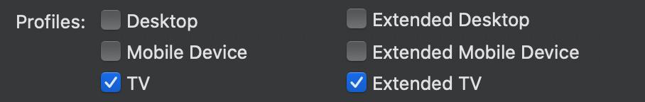 Figure 2.14 – Android TV profile selection in the publish settings