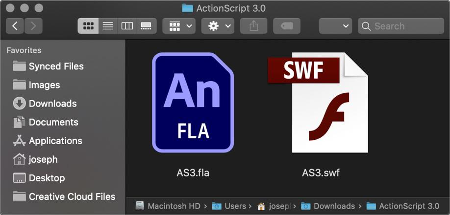 Figure 2.6 – ActionScript 3.0 produces a SWF file
