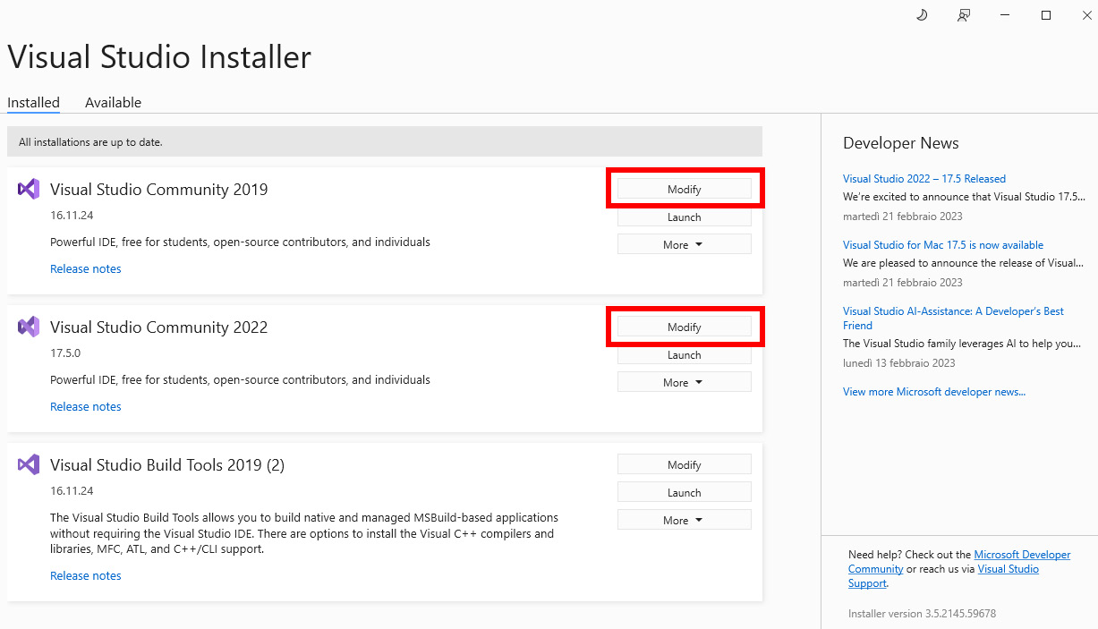 Figure 1.1 – Visual Studio Installer