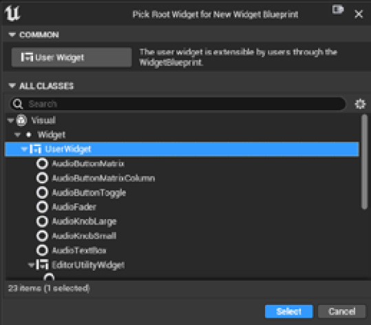 Figure 12.2 – The user widget creation window