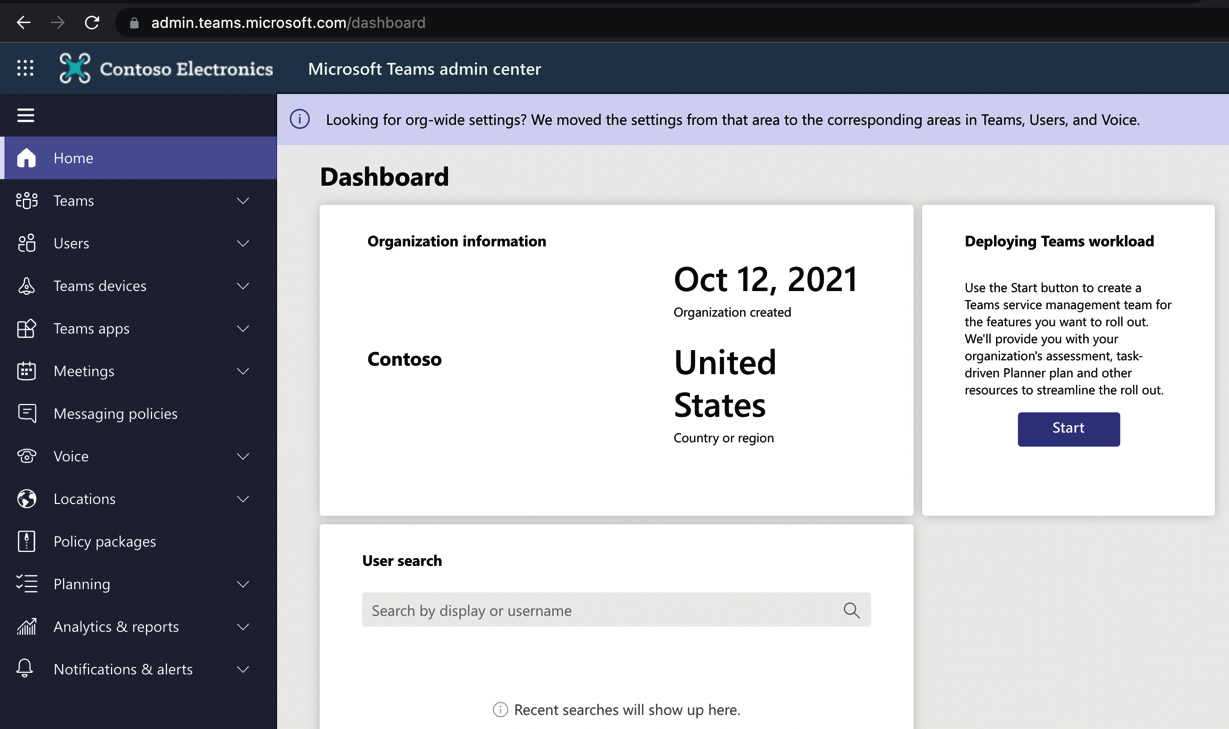 Figure 1.1 – Microsoft Teams admin center
