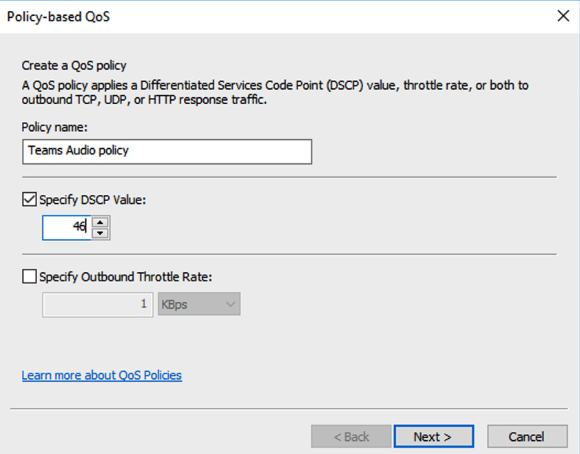 Figure 1.30 – Creating a QoS policy
