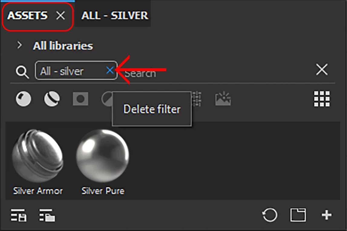 Figure 2.21 – Delete the filter from the Assets tab
