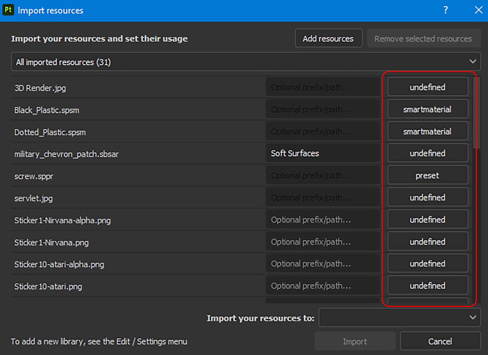 Figure 2.7 – Imported resources list
