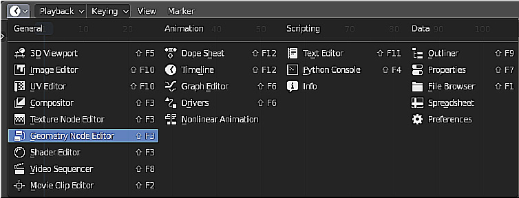 Figure 1.1 – The Geometry Node Editor
