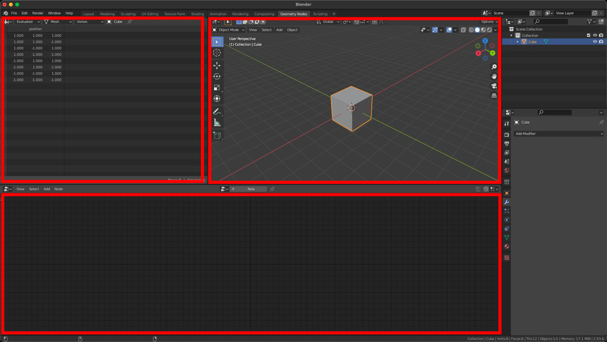 Figure 1.2 – The Geometry Nodes workspace
