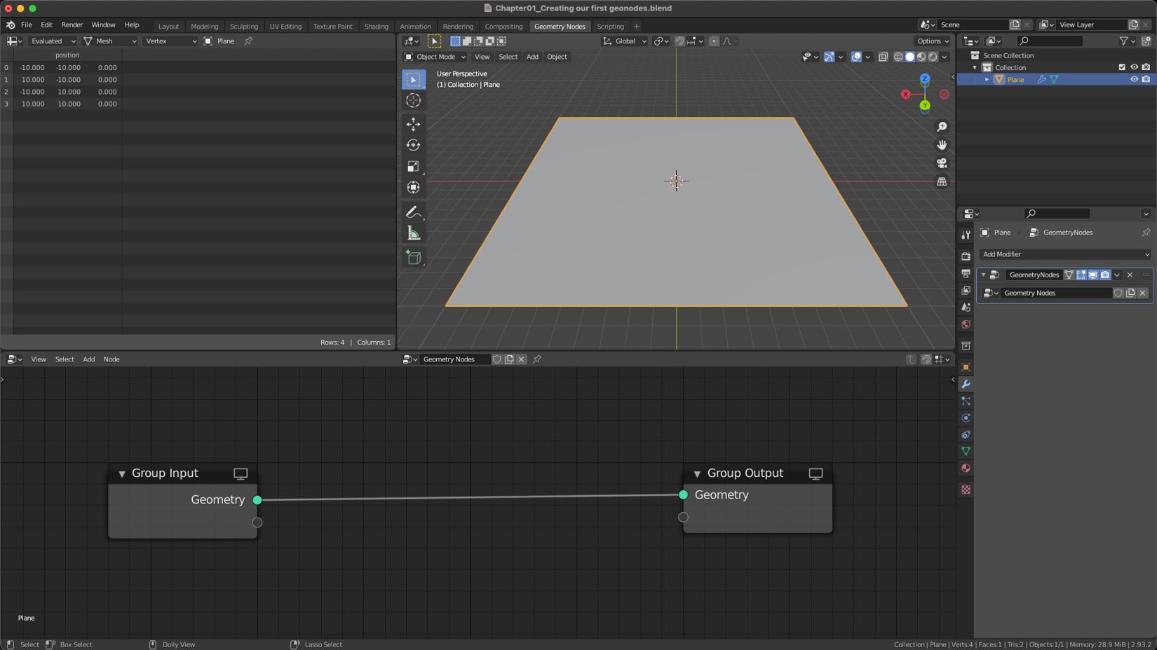 Figure 1.6 – The Geometry Node Editor
