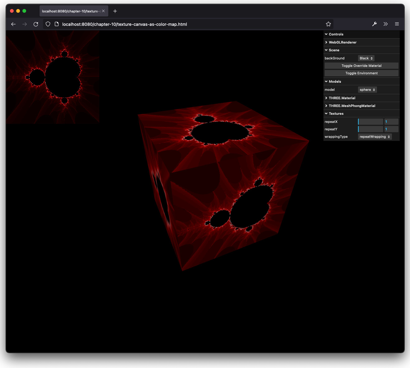 Figure 10.29 – Using an HTML canvas as a texture