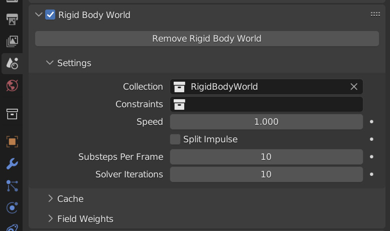 Figure 10.18 – Rigid Body World settings