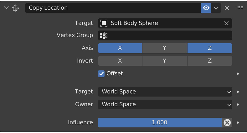 Figure 7.29 – Copy Location constraint