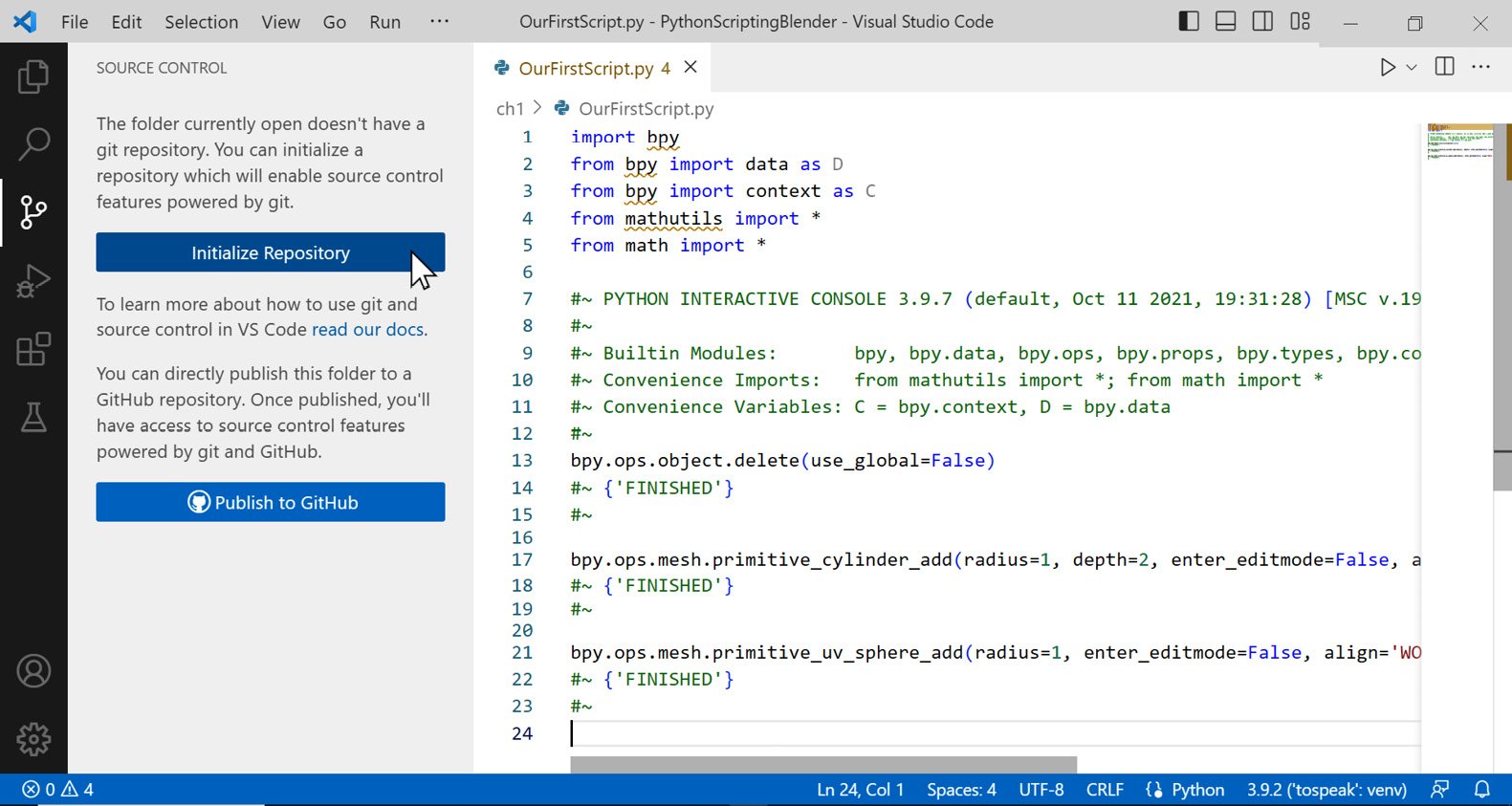 Figure 1.25: Adding version control in VS Code