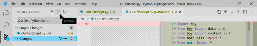 Figure 1.27: Commit changes in VS Code