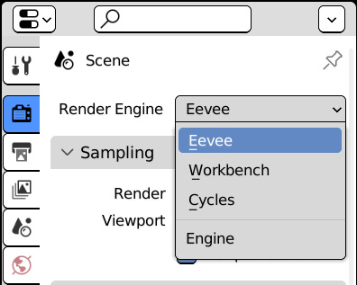 Figure 12.1: Selecting the current Render Engine