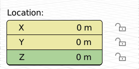 Figure 7.12: Location is animated; the current frame is the keyframe for X and Y