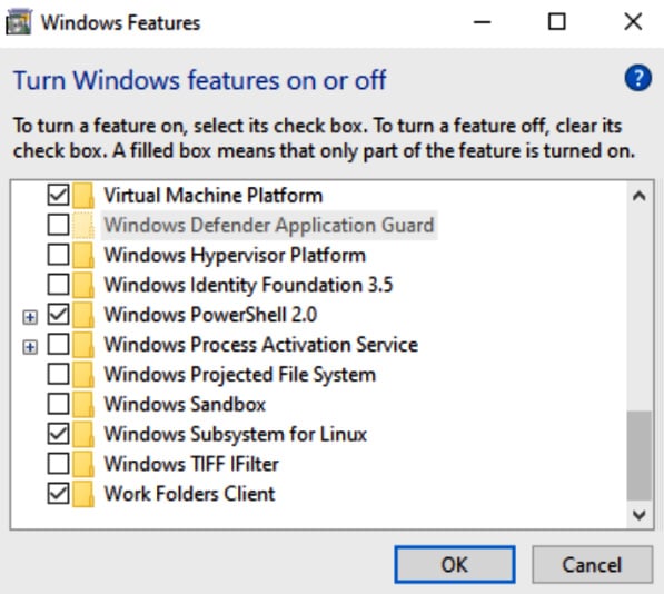 Figure 1.3 – Enabling virtualization for WSL 2
