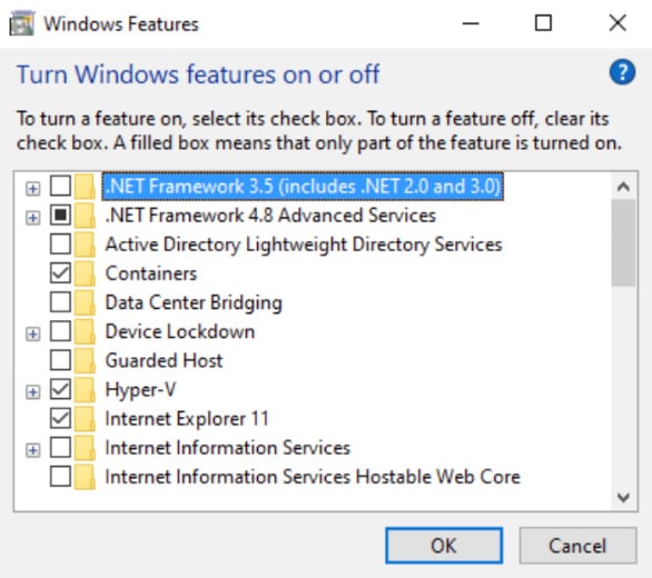 Figure 1.4 – Enabling virtualization for Hyper-V