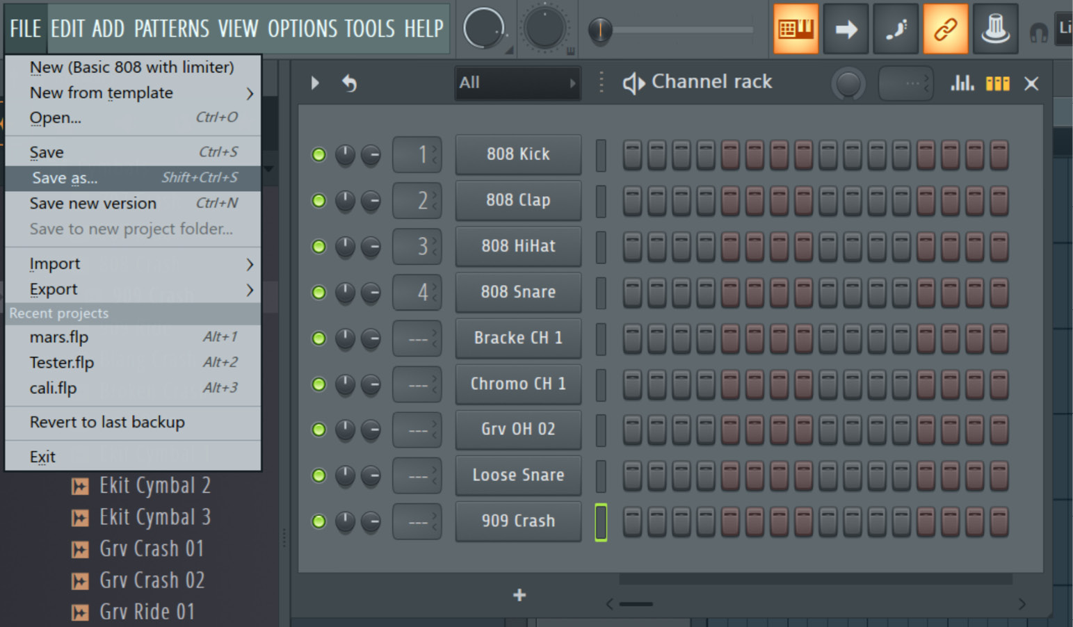 Figure 1.11: Clicking FILE | Save as… within the FL Studio main page window