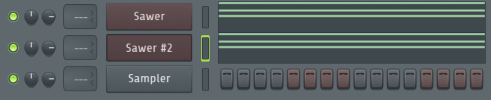 Figure 3.36: Channel Rack | Sawer # 2 | Chord progession copied and pasted