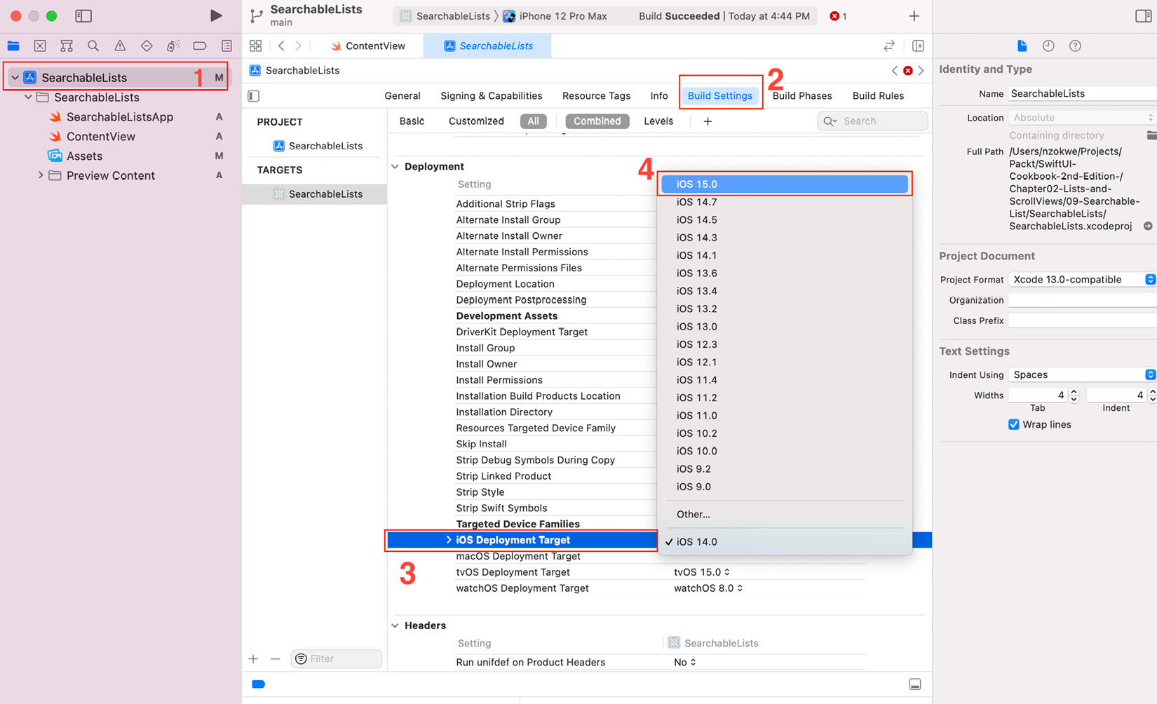 Figure 2.11 – Setting the iOS Deployment Target
