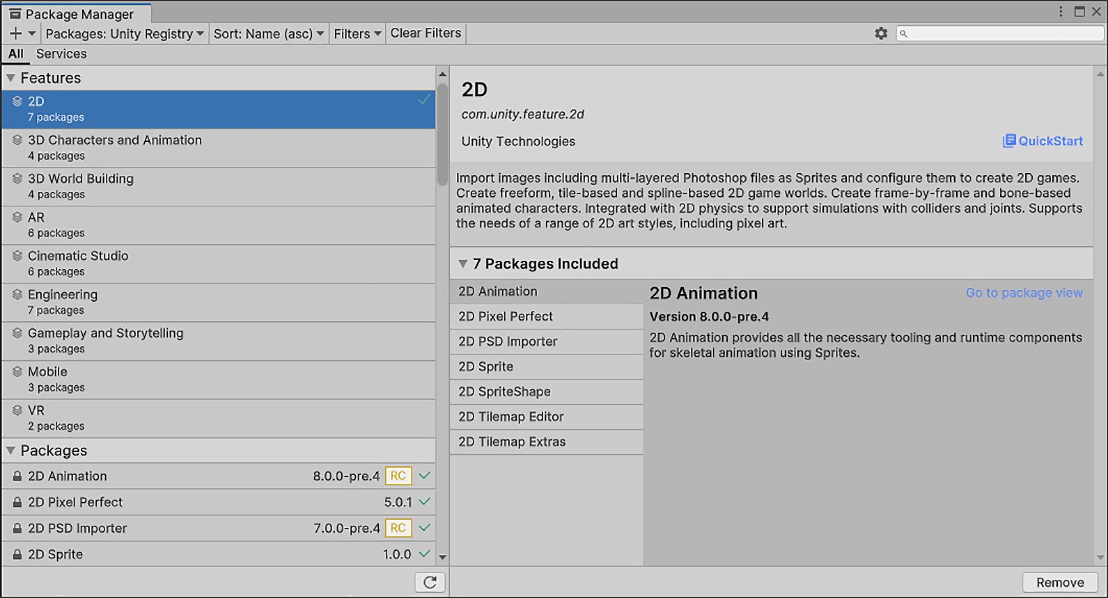 Figure 1.5 – The Unity Package Manager