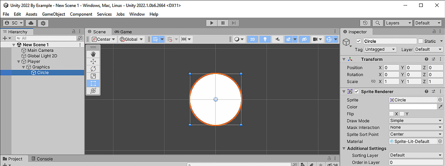 Figure 1.7 – 2D Sprite player character GameObject Hierarchy