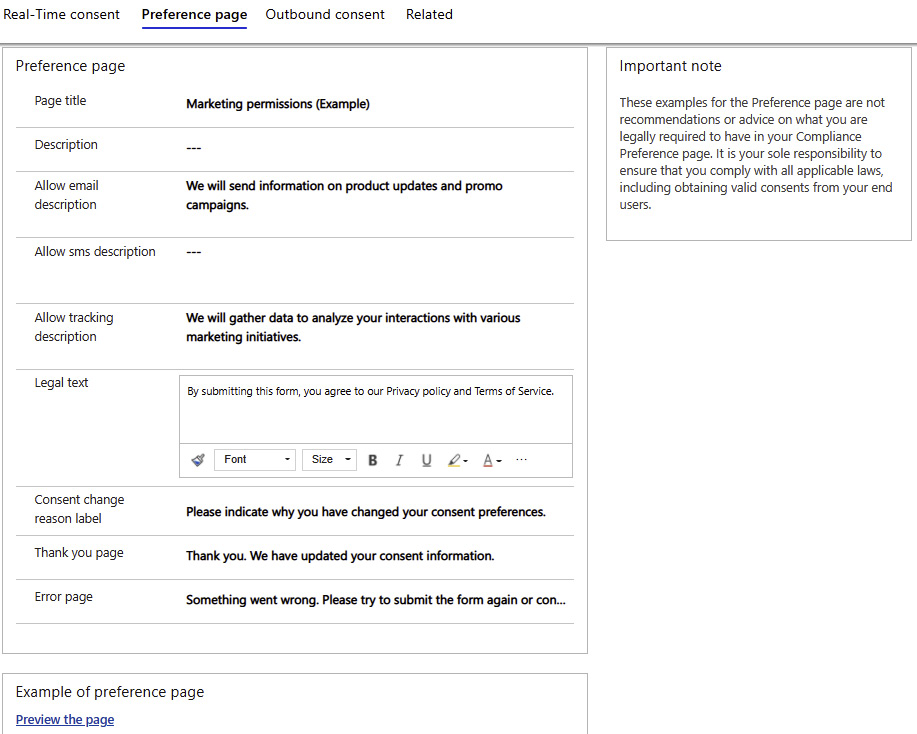 Figure 1.10 – Compliance – Preference page
