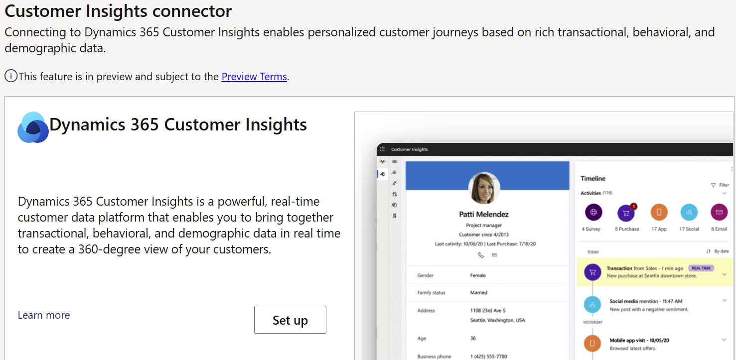 Figure 1.23 – Customer Insights connector
