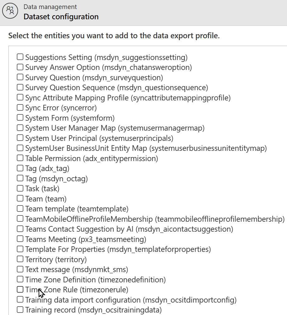 Figure 1.24 – Dataset configuration
