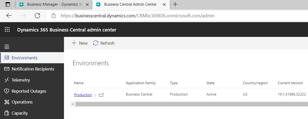 Figure 1.6 – Admin Center URL with domain
