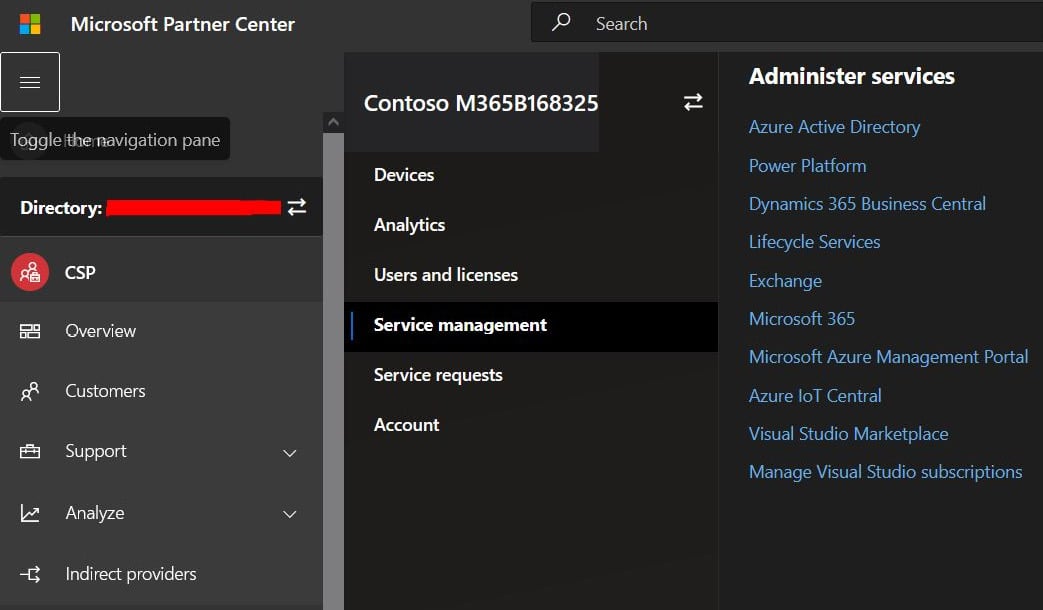 Figure 1.7 – Admin center access from Partner center
