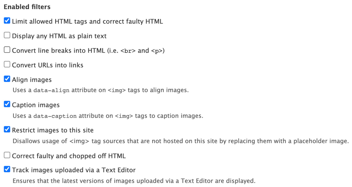 Figure 2.2 – The Enabled filters checkboxes