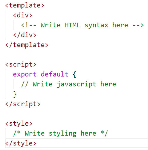 Figure 1.5 – Default .﻿﻿vue file structure