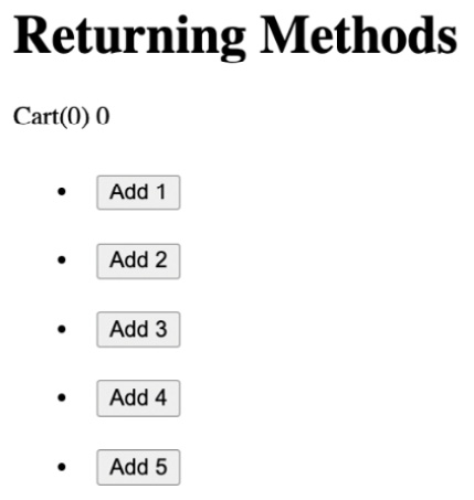 Figure 1.30 – Pressing any of the buttons will demonstrate the cart logic