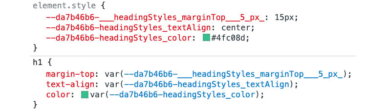 Figure 1.47 – Generated custom property for margin-top is 15px