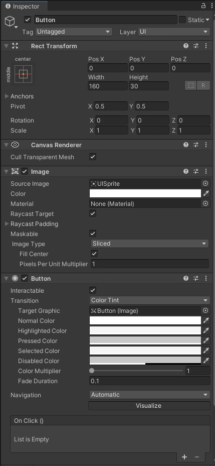 Figure 9.2: The components of a new UI Button