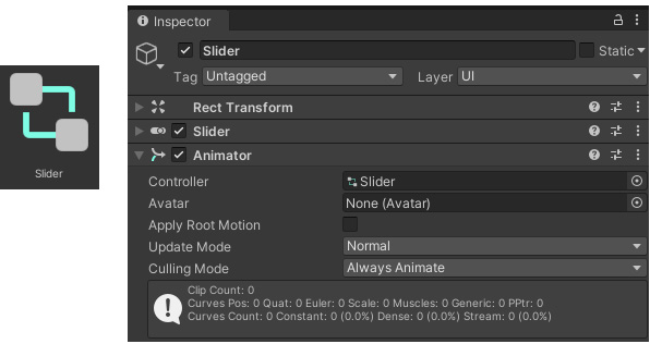 Figure 14.10: The Slider Animator’s Inspector