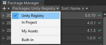 Figure 20.1: Changing the Package filter in the Package Manager